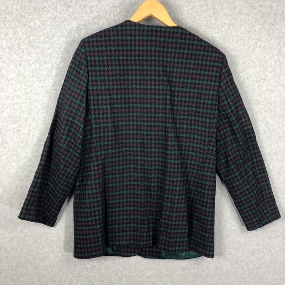 Vintage Alfred Dunner Houndstooth Wool Blend Single Button Blazer Size 16 - Picture 3 of 7